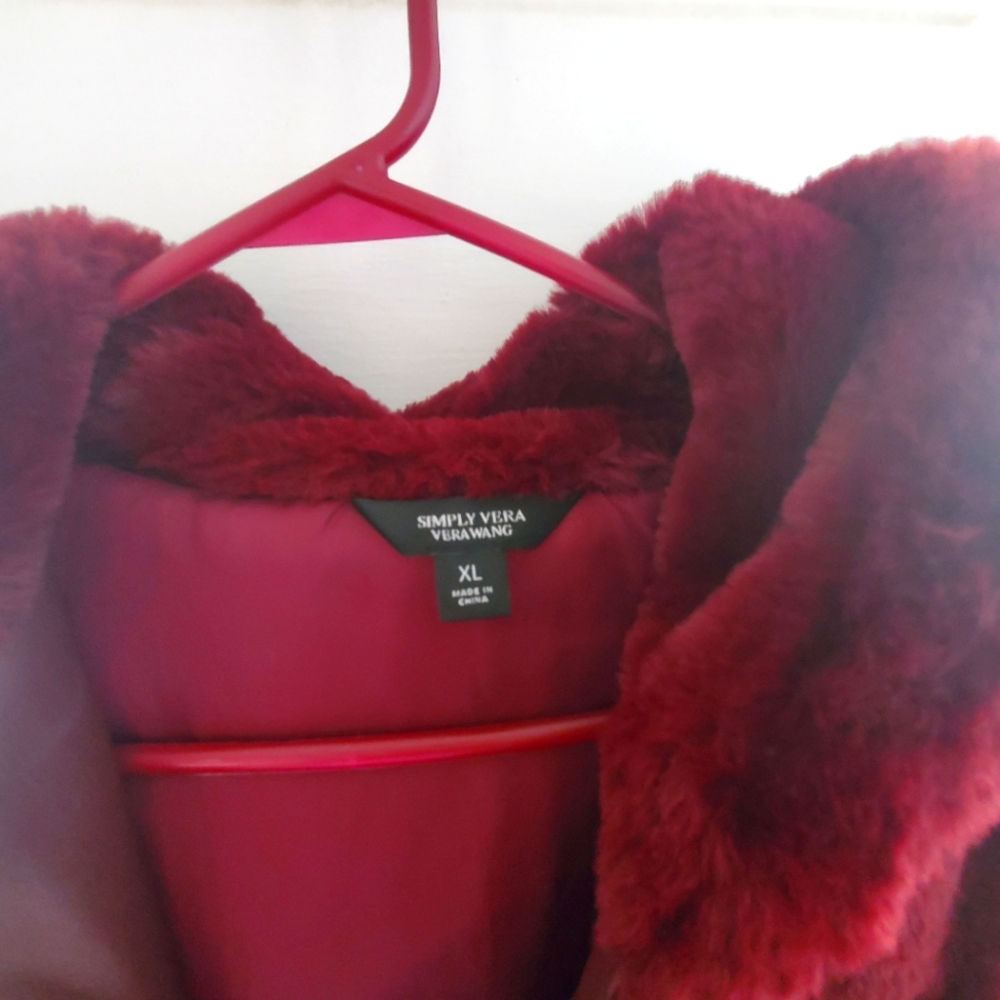 Vera Wang burgundy plush vest